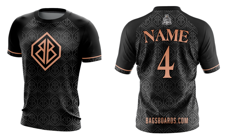 Bags Boards Black Copper Cornhole Jersey (Customizable)