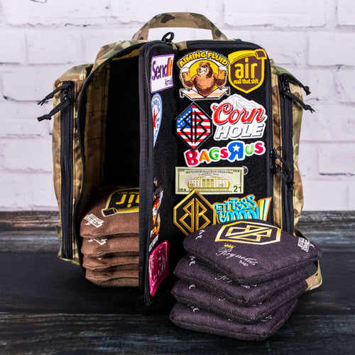 Cornhole Backpack Carry Case Camo Open